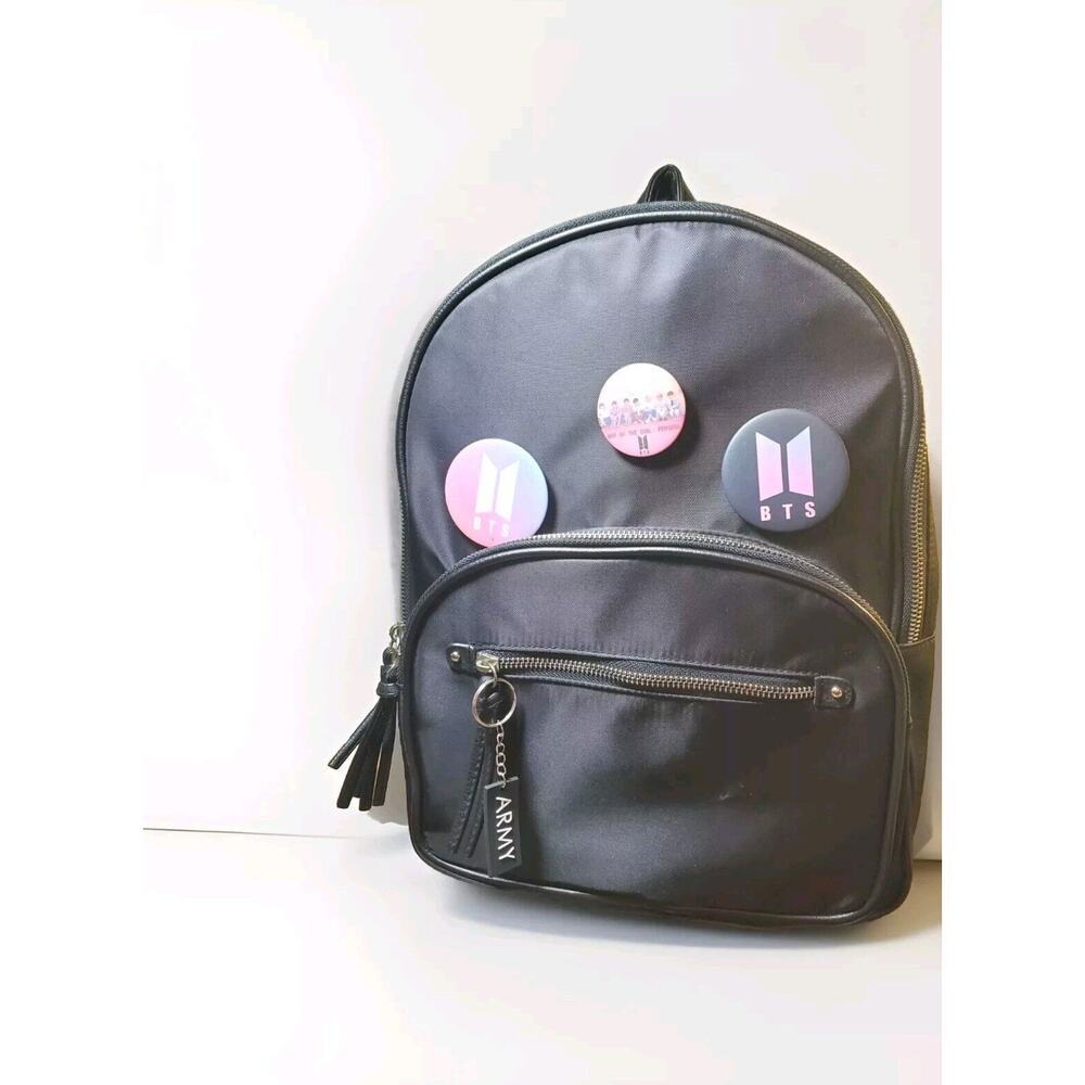 NoBo Black Travel School Stylish Black Zip Laptop Backpack w Added BTS Accents